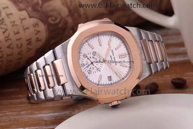 Patek Philippe Nautilus White Face 2T Rose Gold Copy Watch